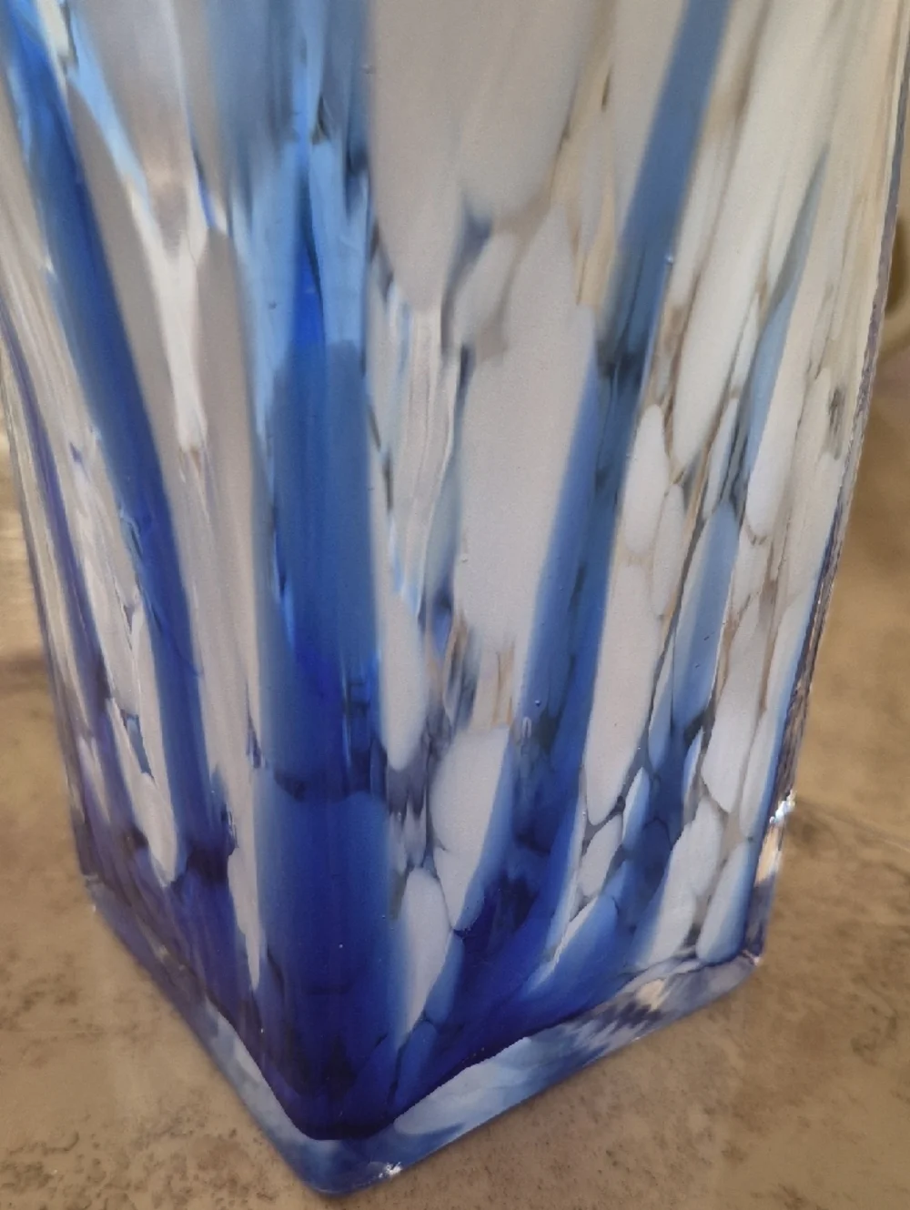 Neiman Marcus White and Blue Swirled Art Glass Vase